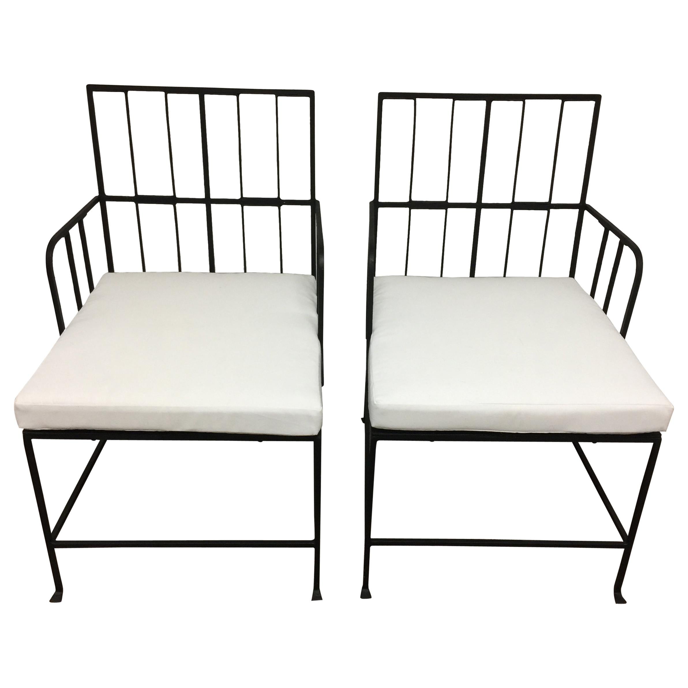 Pair of English Art Deco Iron Armchairs For Sale