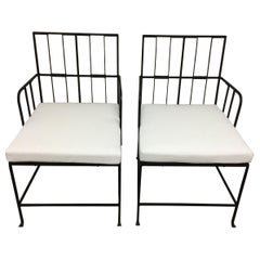 Vintage Pair of English Art Deco Iron Armchairs