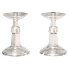 Pair Of English Art Deco Large Silver Plated Candlesticks 1930s
