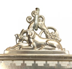 Pair of English Art Deco Pewter Keystone Wall Sconces