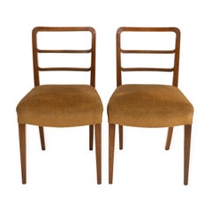 Pair of English Art Deco Solid Mahogany Dining Chairs