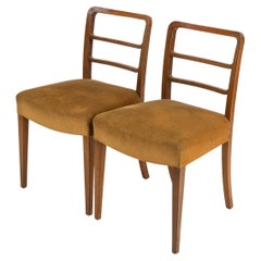 Pair of English Art Deco Solid Mahogany Dining Chairs