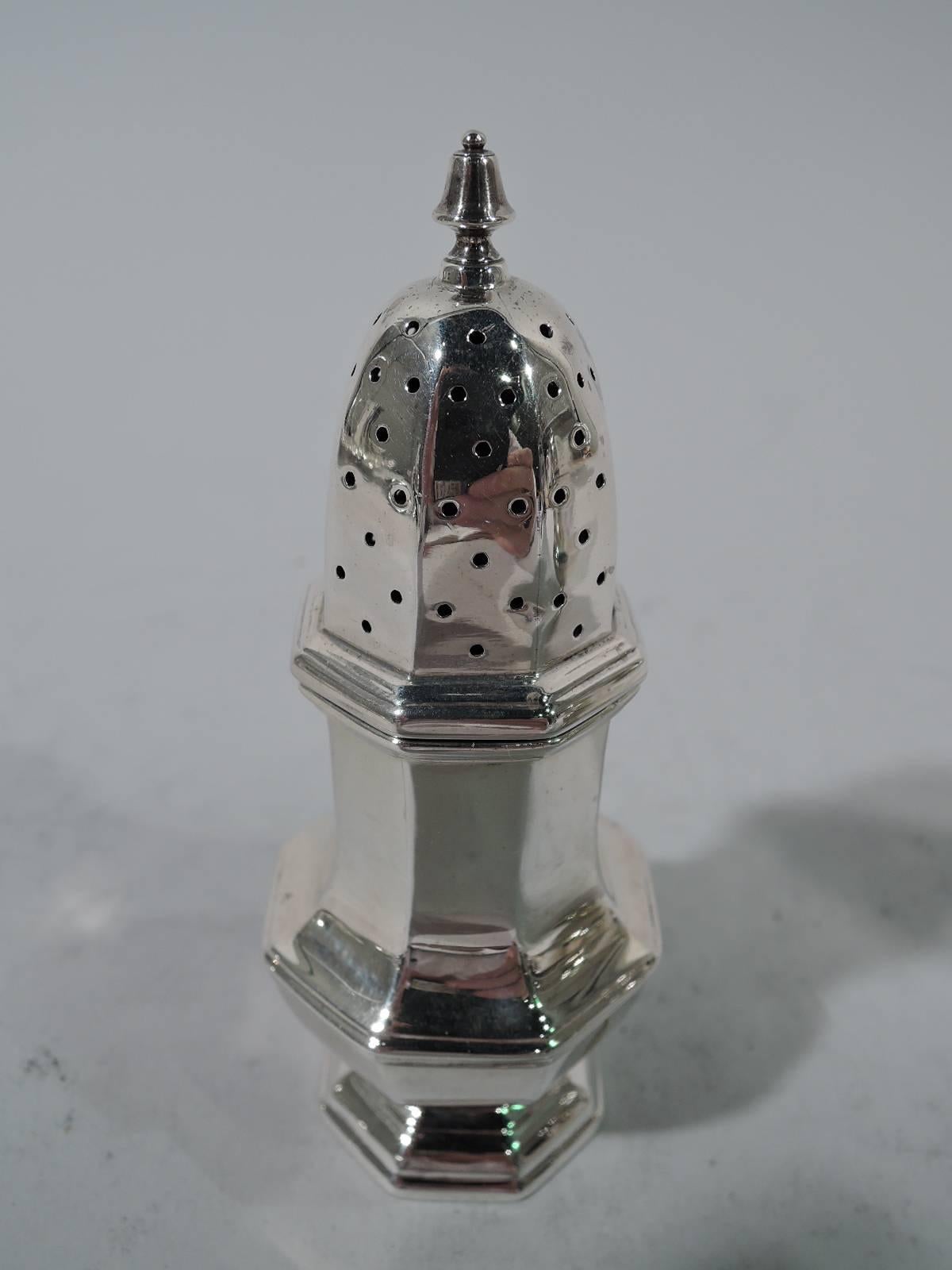 silver salt and pepper shakers made in england