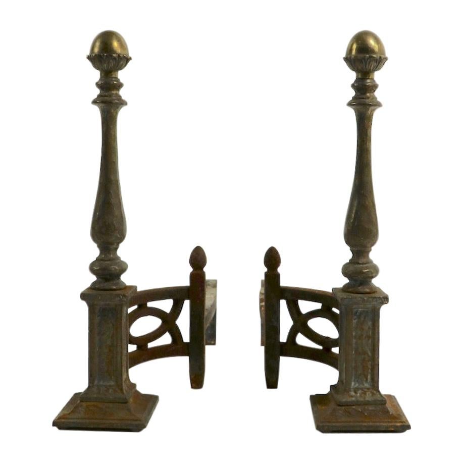 Pair of English Arts & Crafts Andirons For Sale