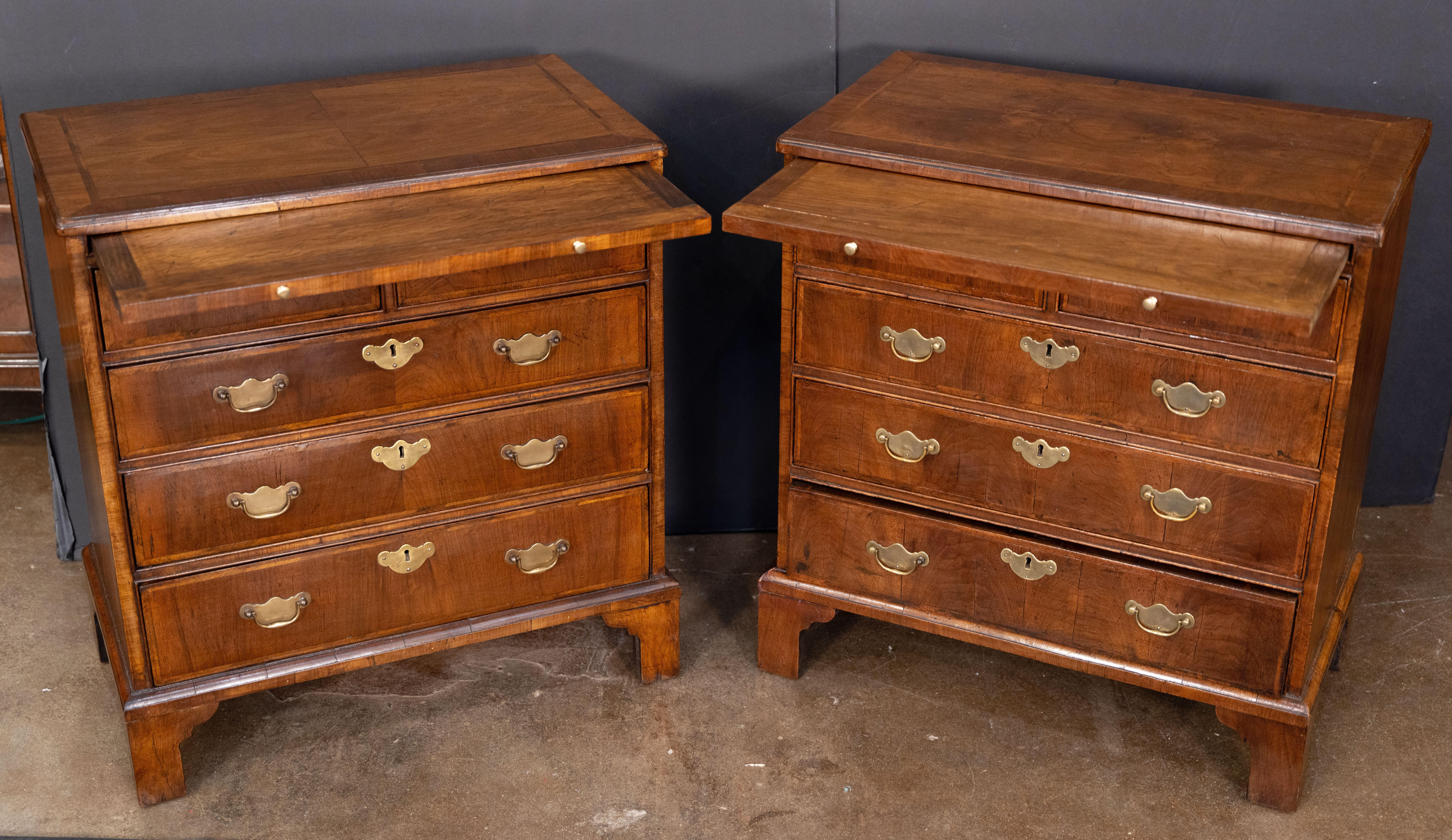Inlay Pair of English Bachelor's Small Chests of Walnut For Sale