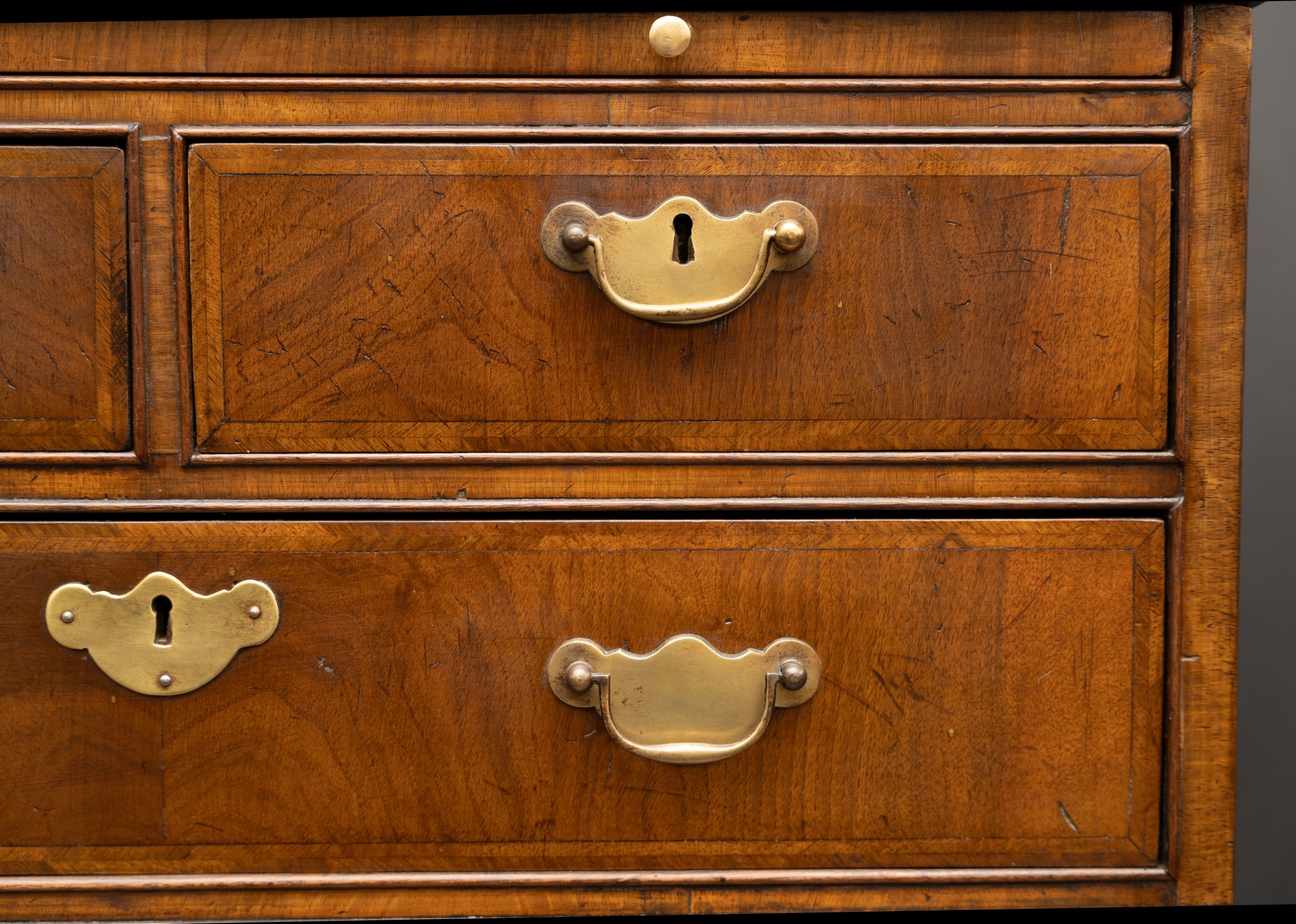Metal Pair of English Bachelor's Small Chests of Walnut For Sale