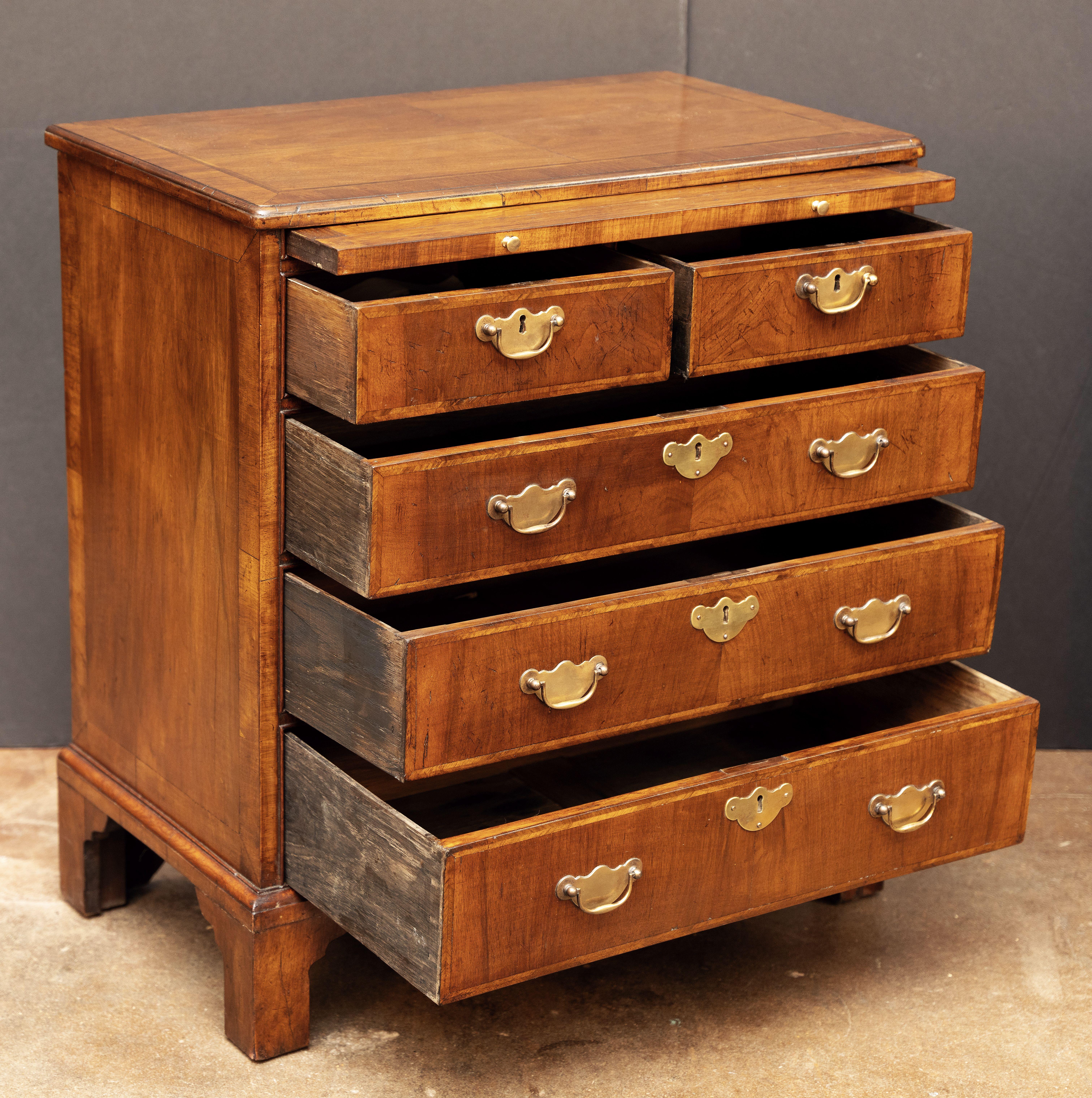 Pair of English Bachelor's Small Chests of Walnut For Sale 1