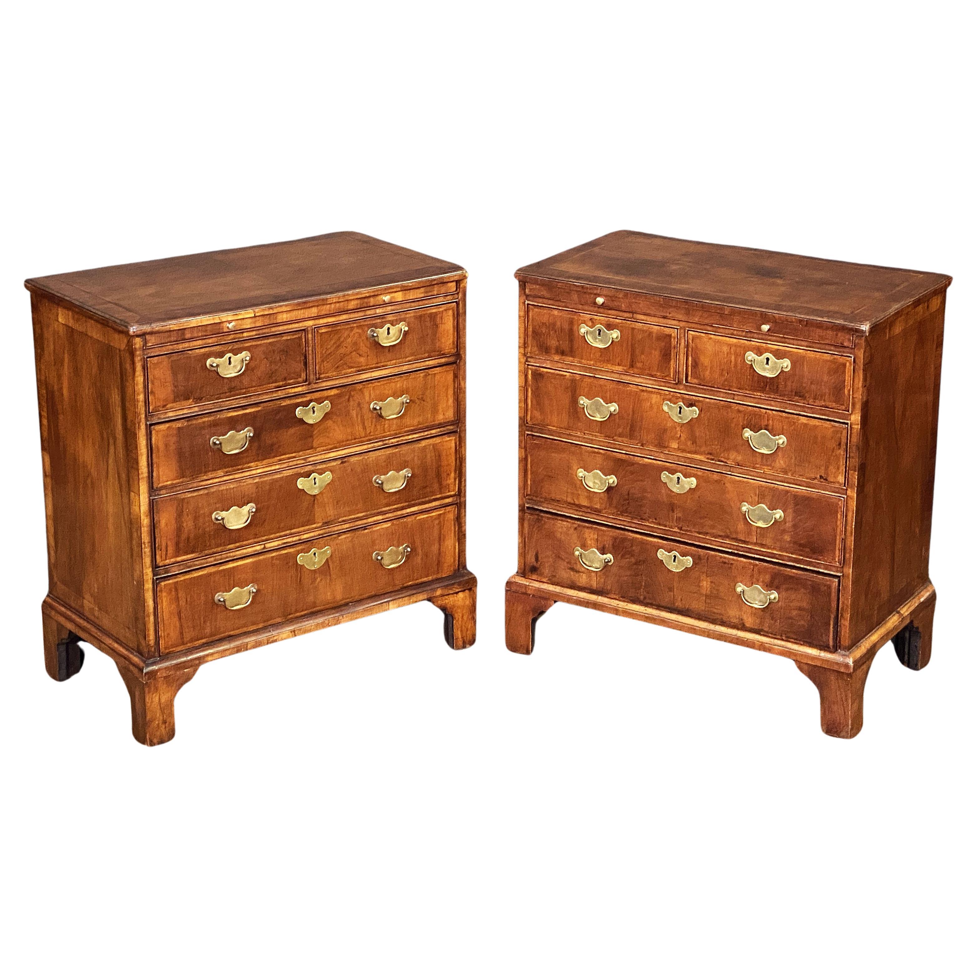 Pair of English Bachelor's Small Chests of Walnut For Sale