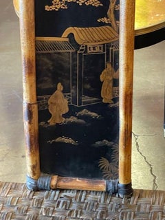 Pareja de sillas inglesas de respaldo alto de bambú y chinoiserie