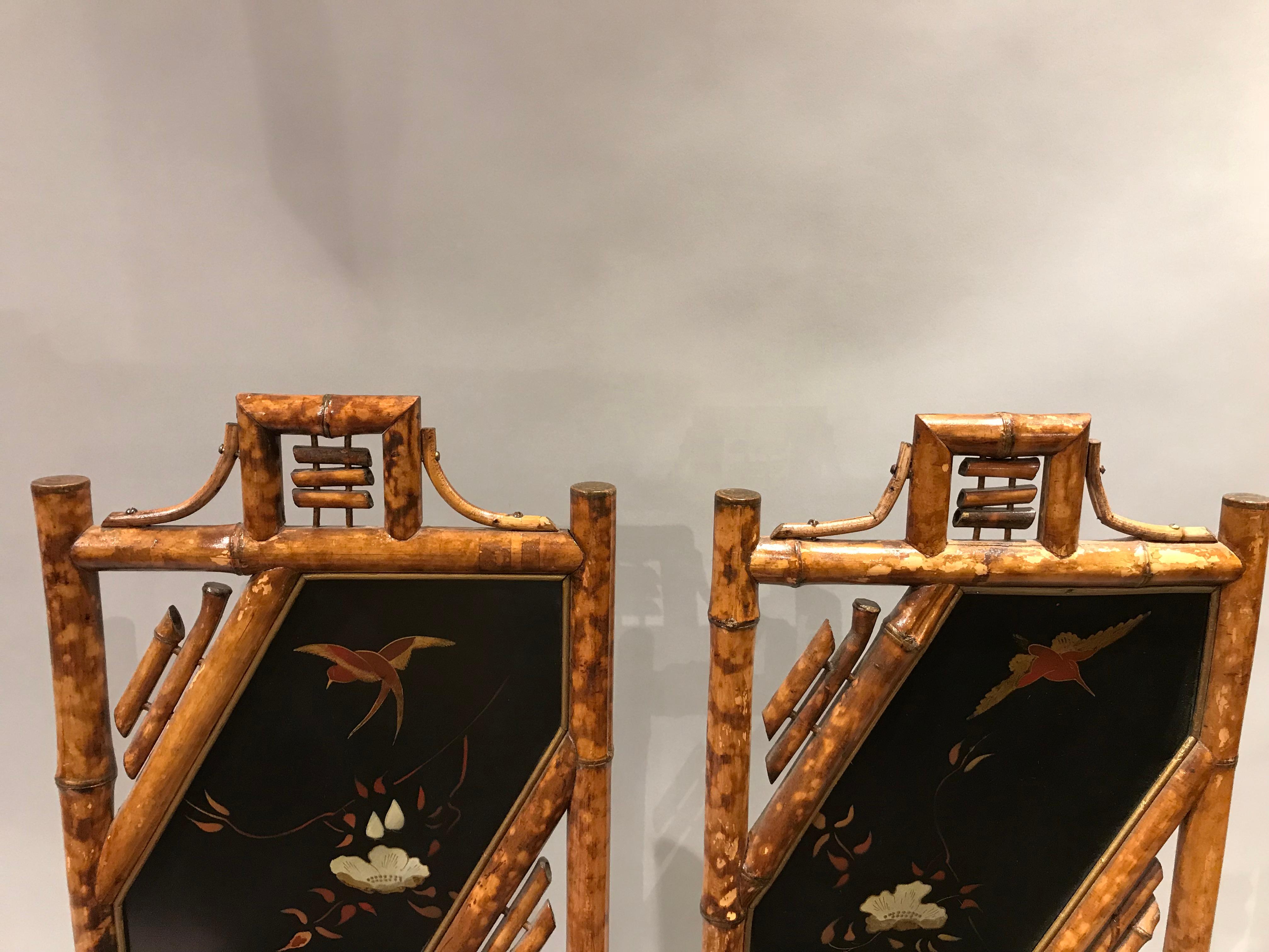 Pair of English Bamboo Lacquered Side Chairs, circa 1880 1