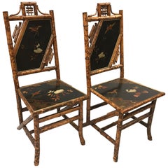 Pair of English Bamboo Lacquered Side Chairs, circa 1880