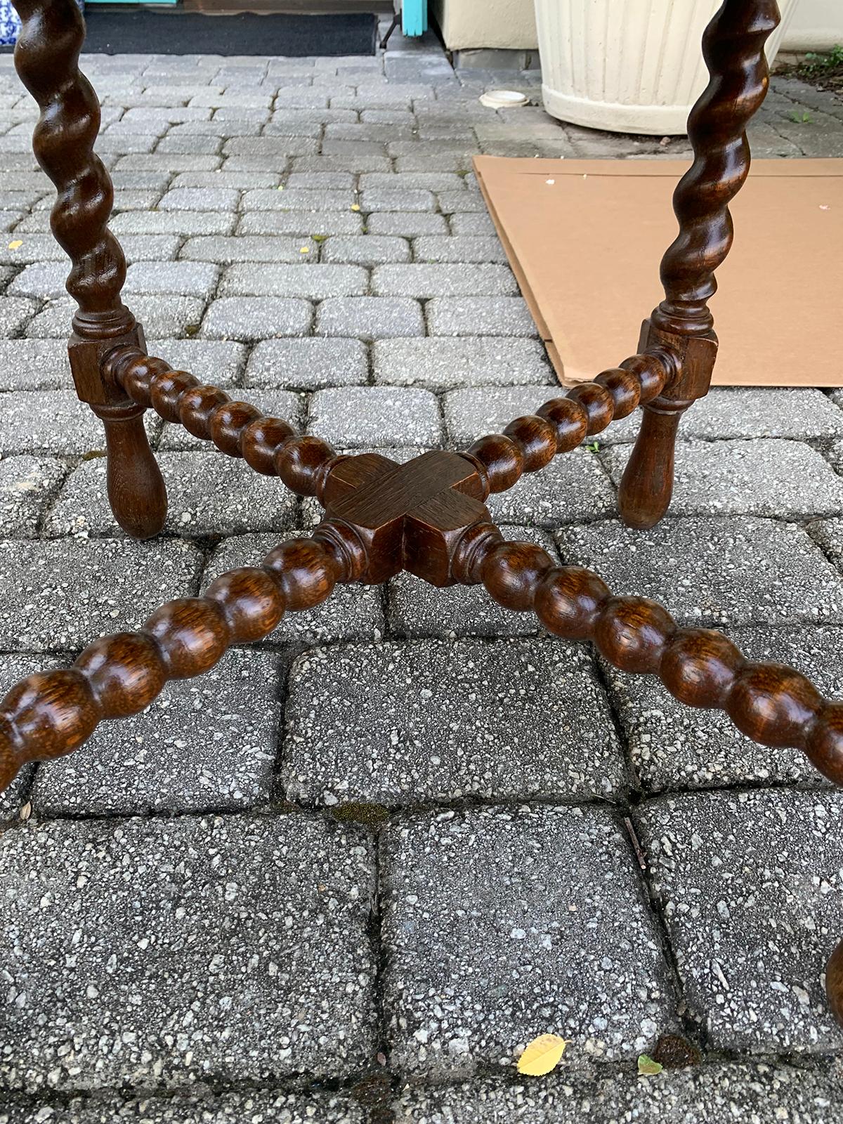 Wood Pair of English Barley Twist Square Stools, circa 1880-1900, with 