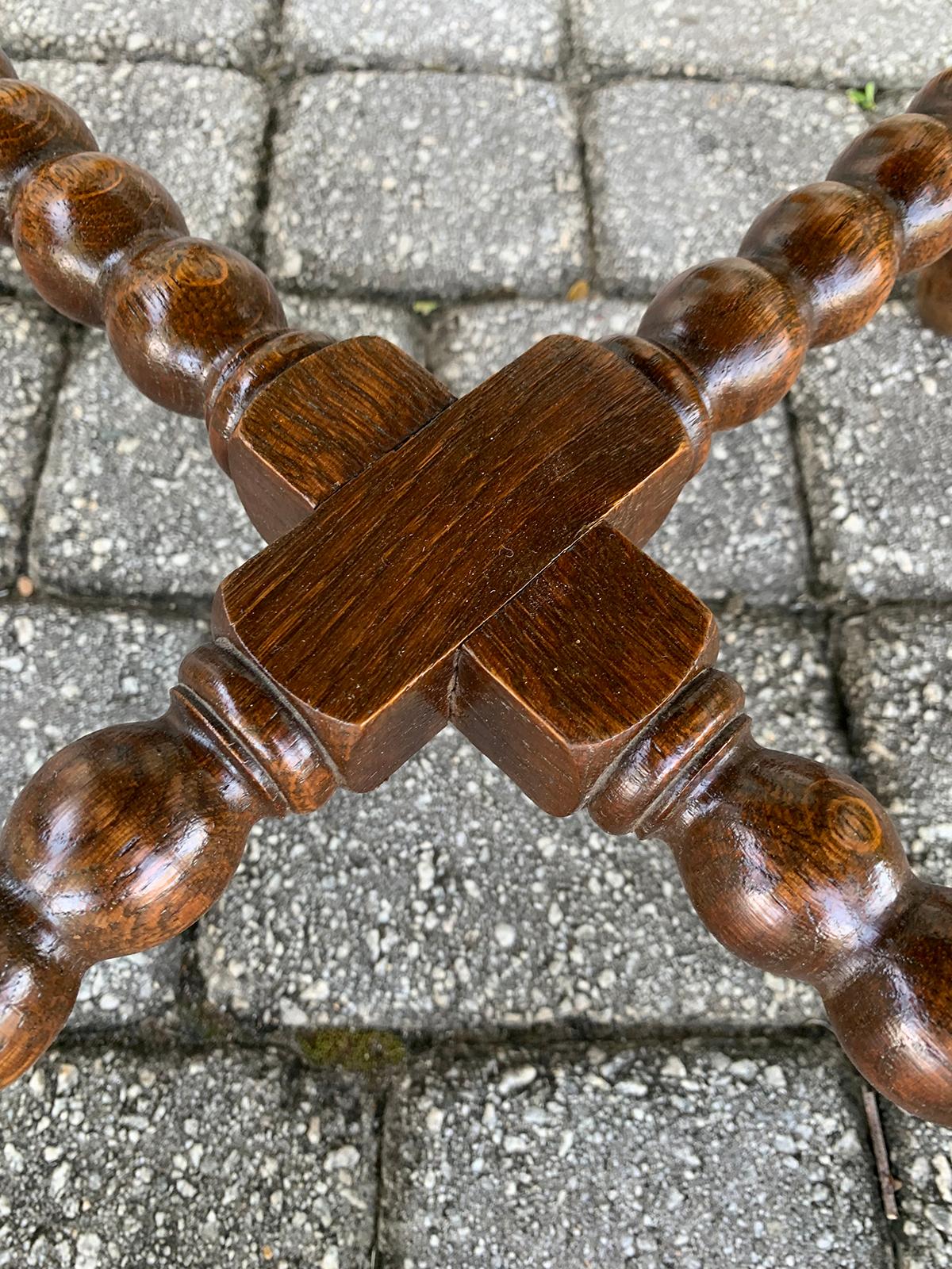 Pair of English Barley Twist Square Stools, circa 1880-1900, with 