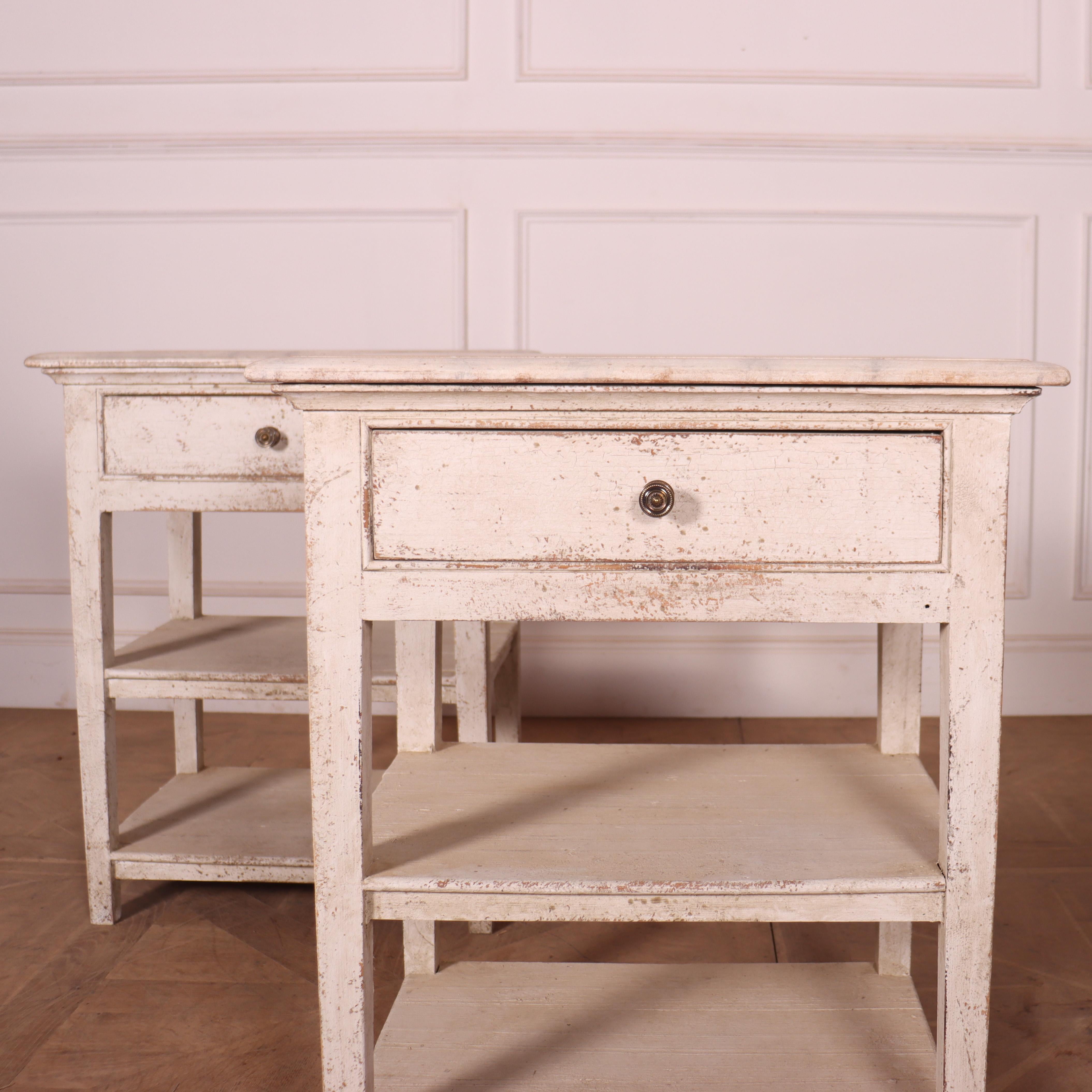 Painted Pair of English Bedside Tables