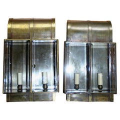 Pair of English Beveled Glass Lantern Sconces