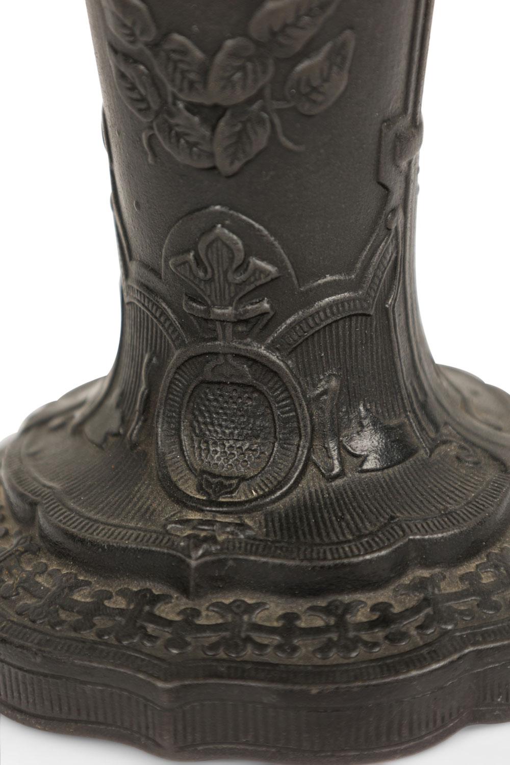 19th Century Pair of English Black Basalt Earthenware Vases For Sale