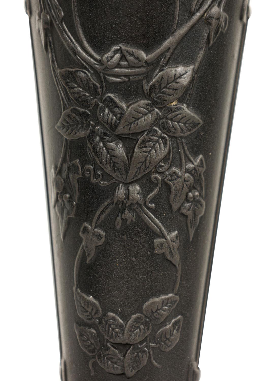 Pair of English Black Basalt Earthenware Vases For Sale 2