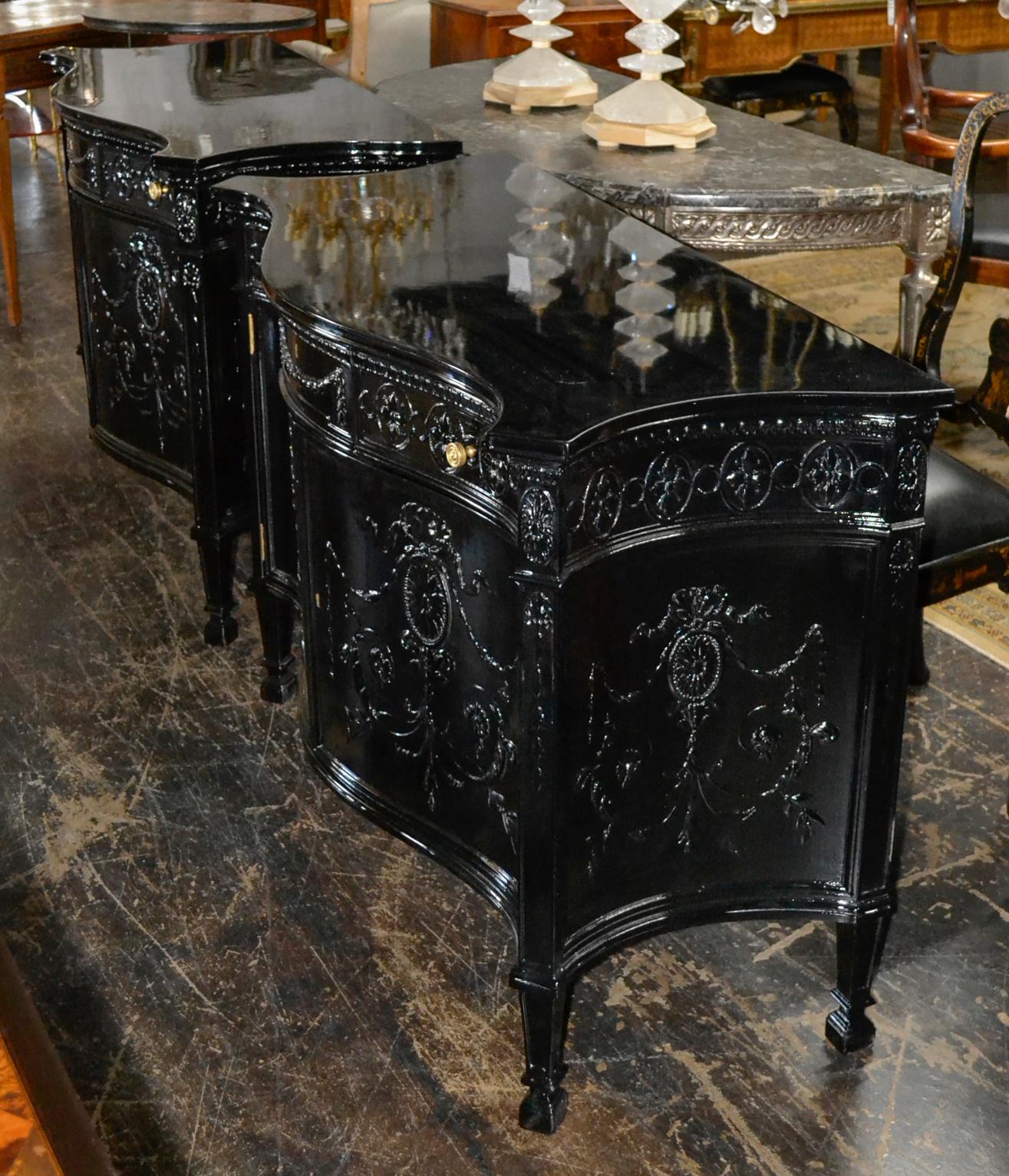 Pair of English Black Lacquered Servers 3
