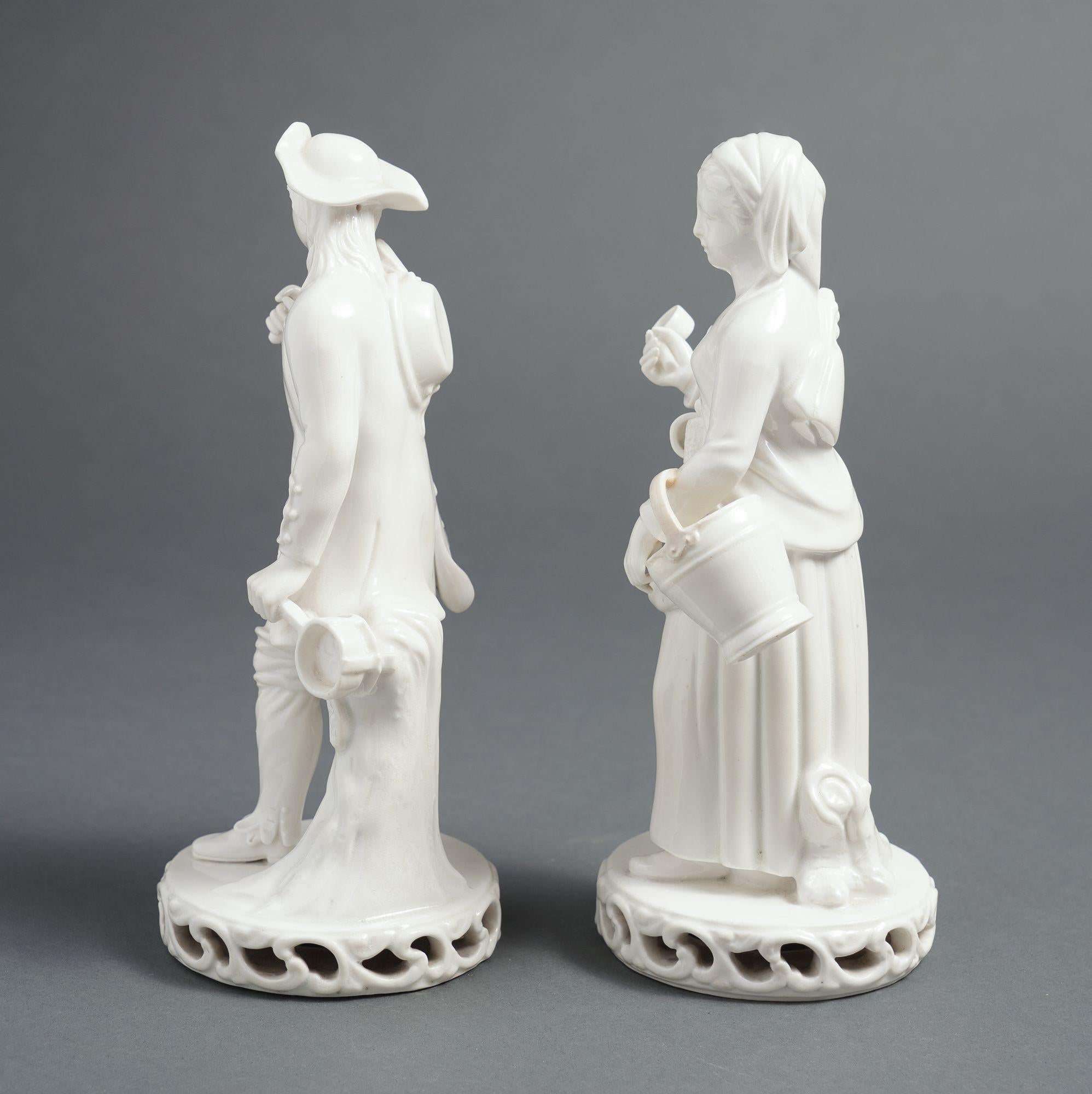 Pareja de figuras inglesas Blanc du Chine de Stevenson & Hancock, 1863-66 Británico en venta