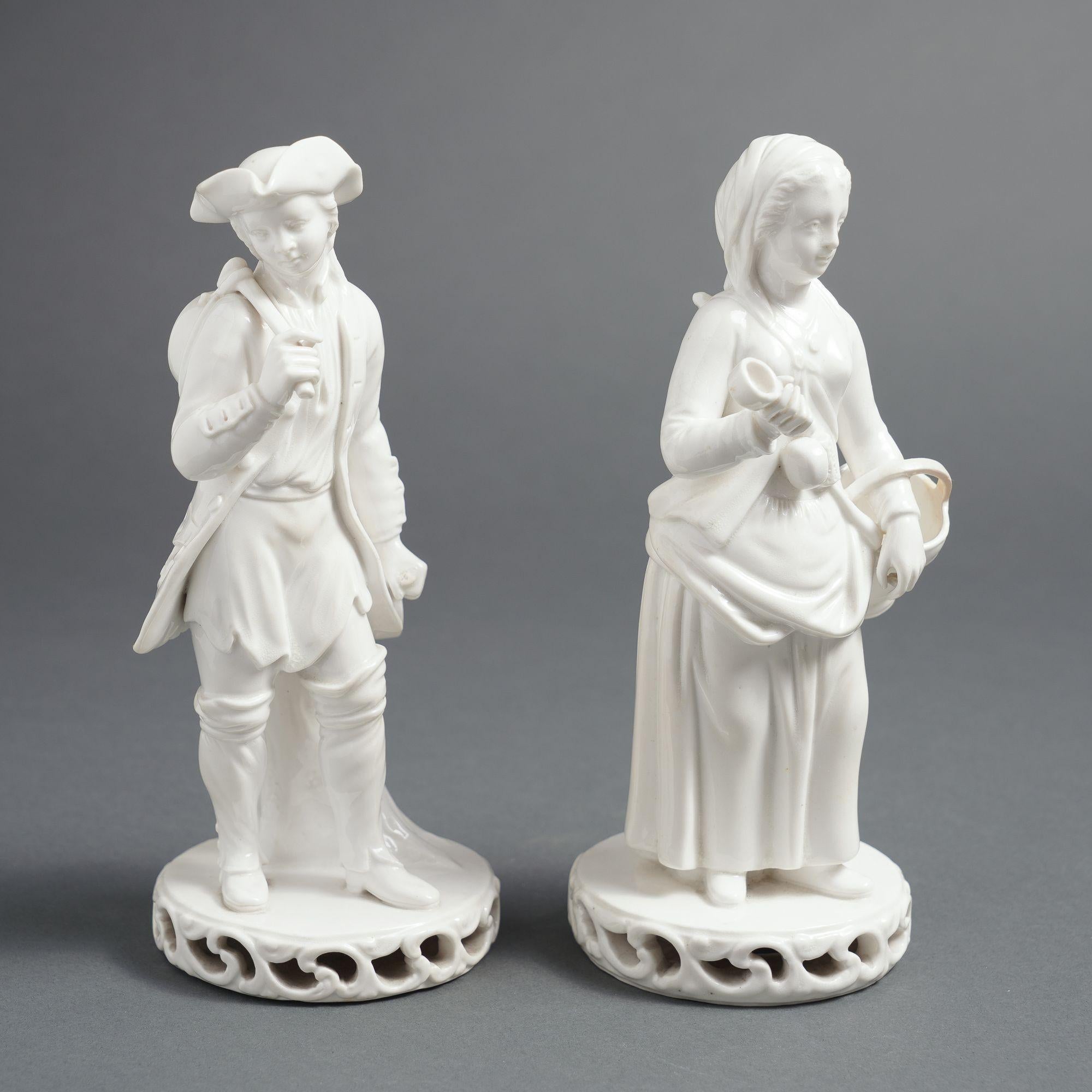 Pareja de figuras inglesas Blanc du Chine de Stevenson & Hancock, 1863-66 en venta 1