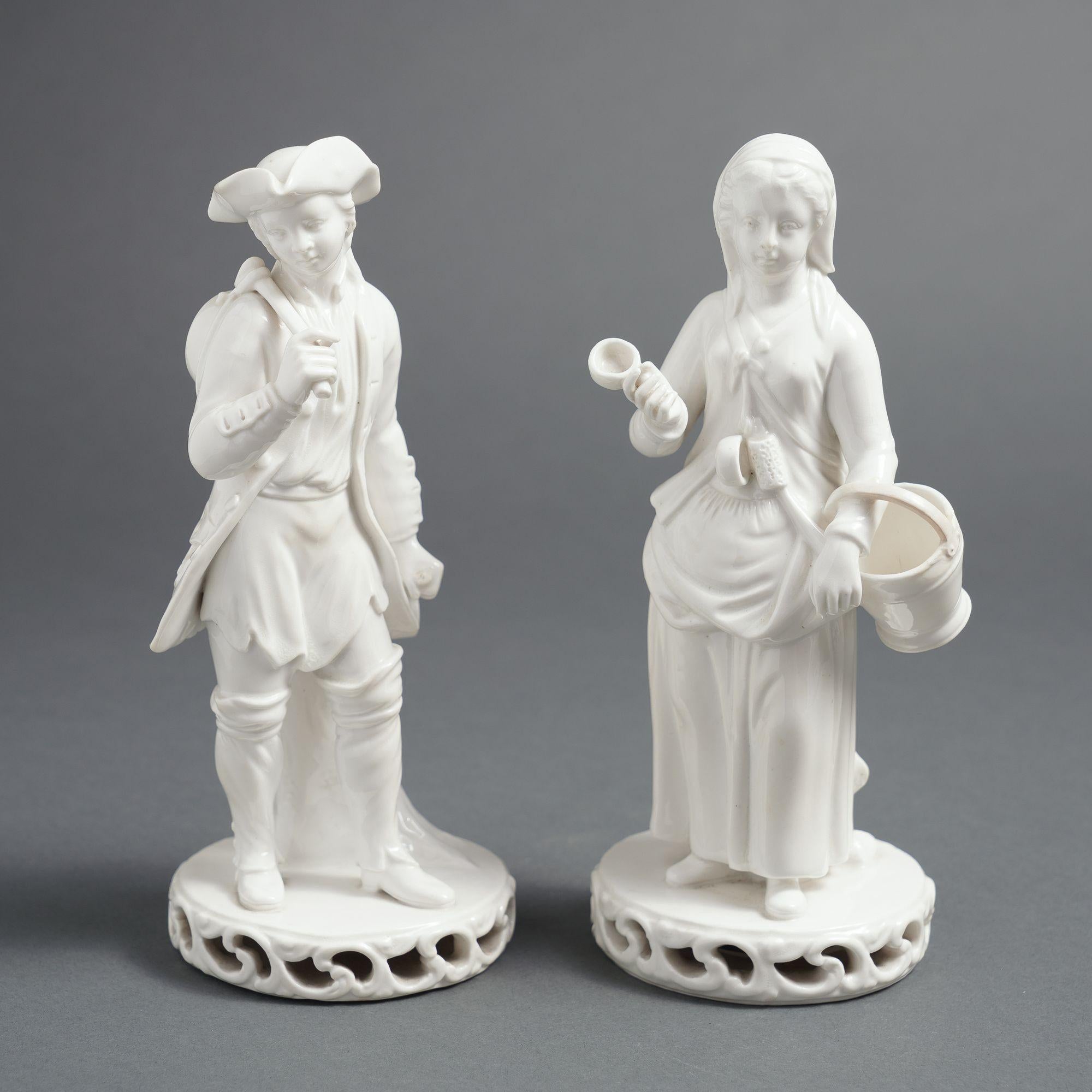 Pareja de figuras inglesas Blanc du Chine de Stevenson & Hancock, 1863-66 en venta 2