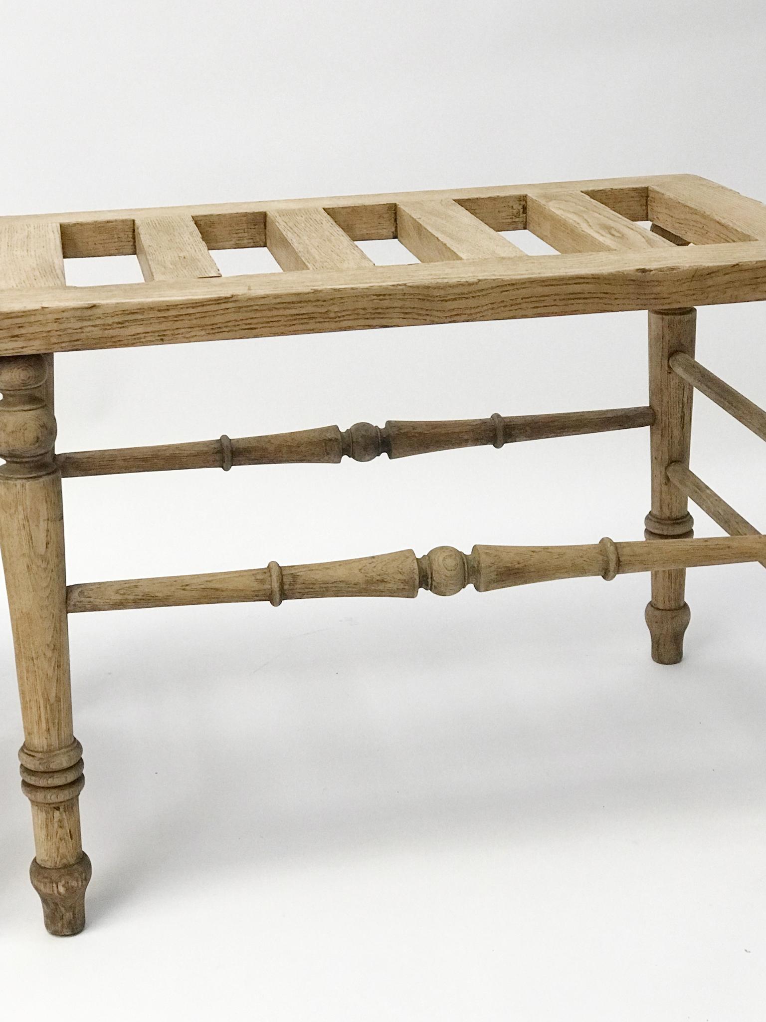 ENGLISH BLEACHED OAK Pair of Luggage Racks, Late 19th Century 1