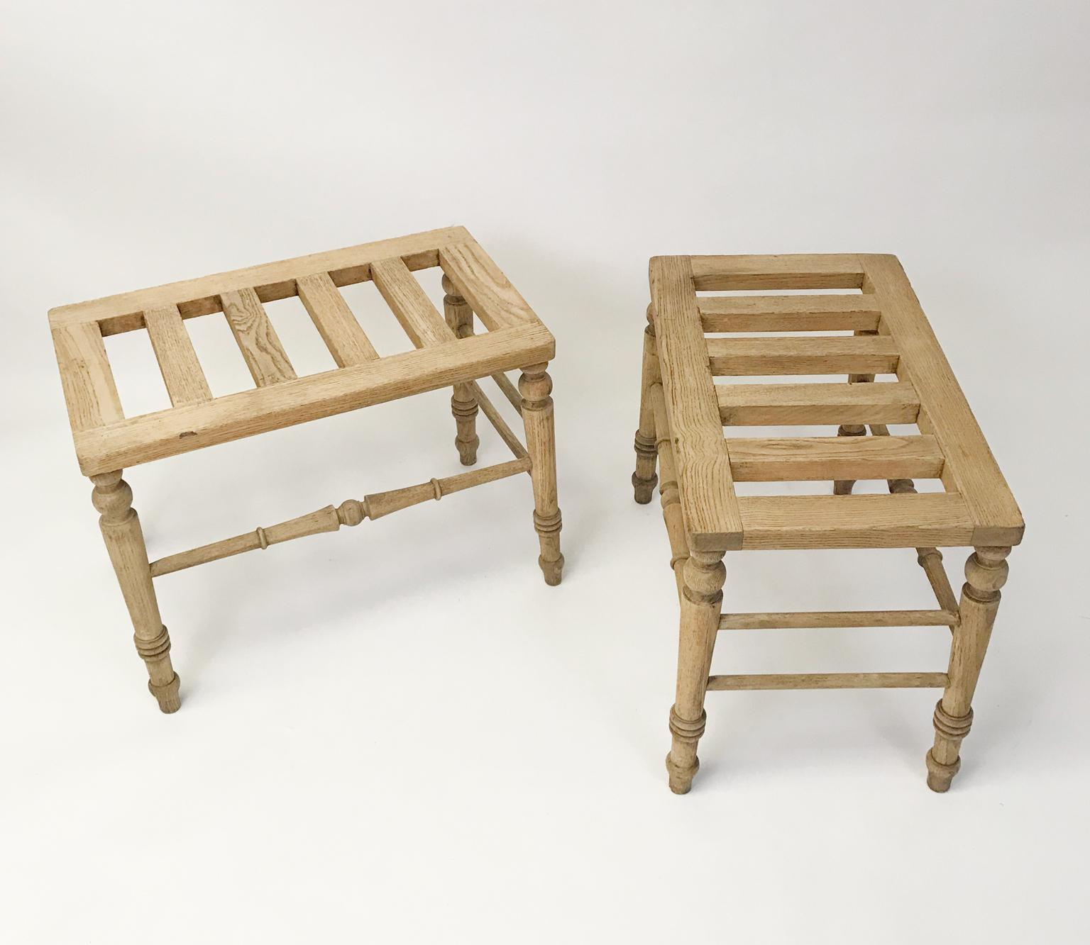 ENGLISH BLEACHED OAK Pair of Luggage Racks, Late 19th Century 2