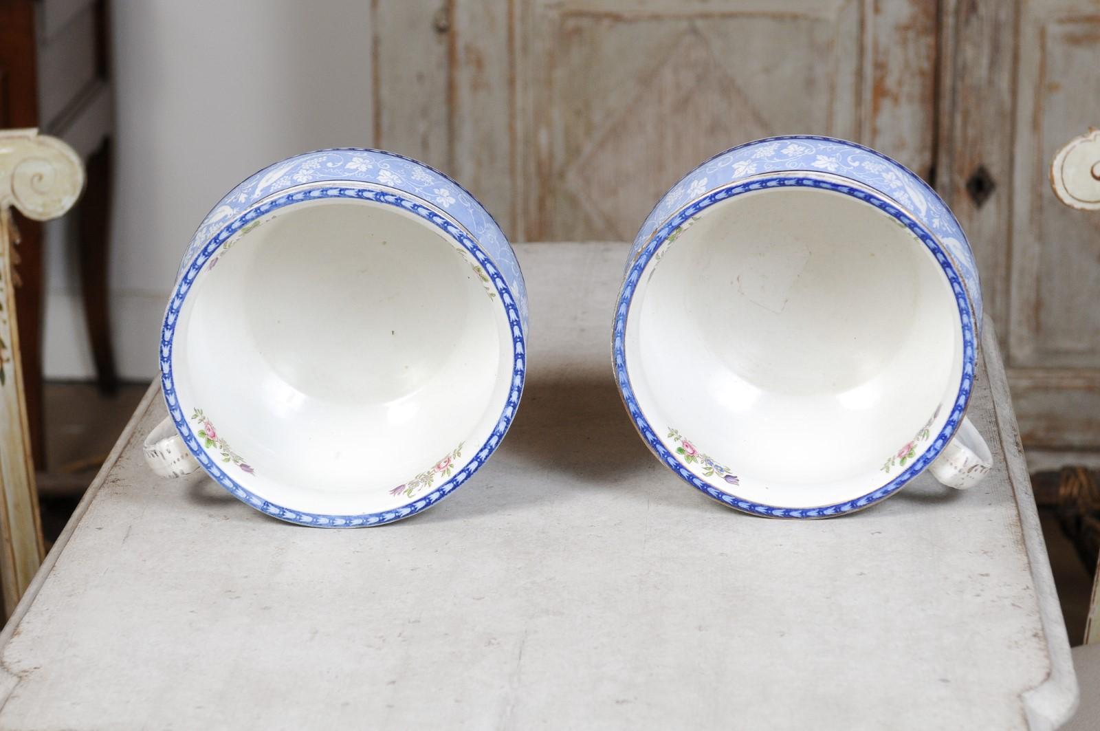 Pair of English Booths Blue and White China Bowls Produced for Harrods in London For Sale 3