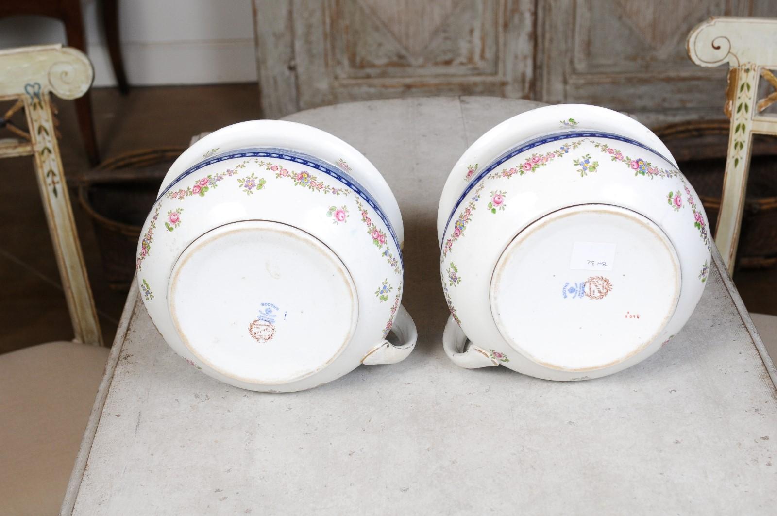 Pair of English Booths Blue and White China Bowls Produced for Harrods in London For Sale 4