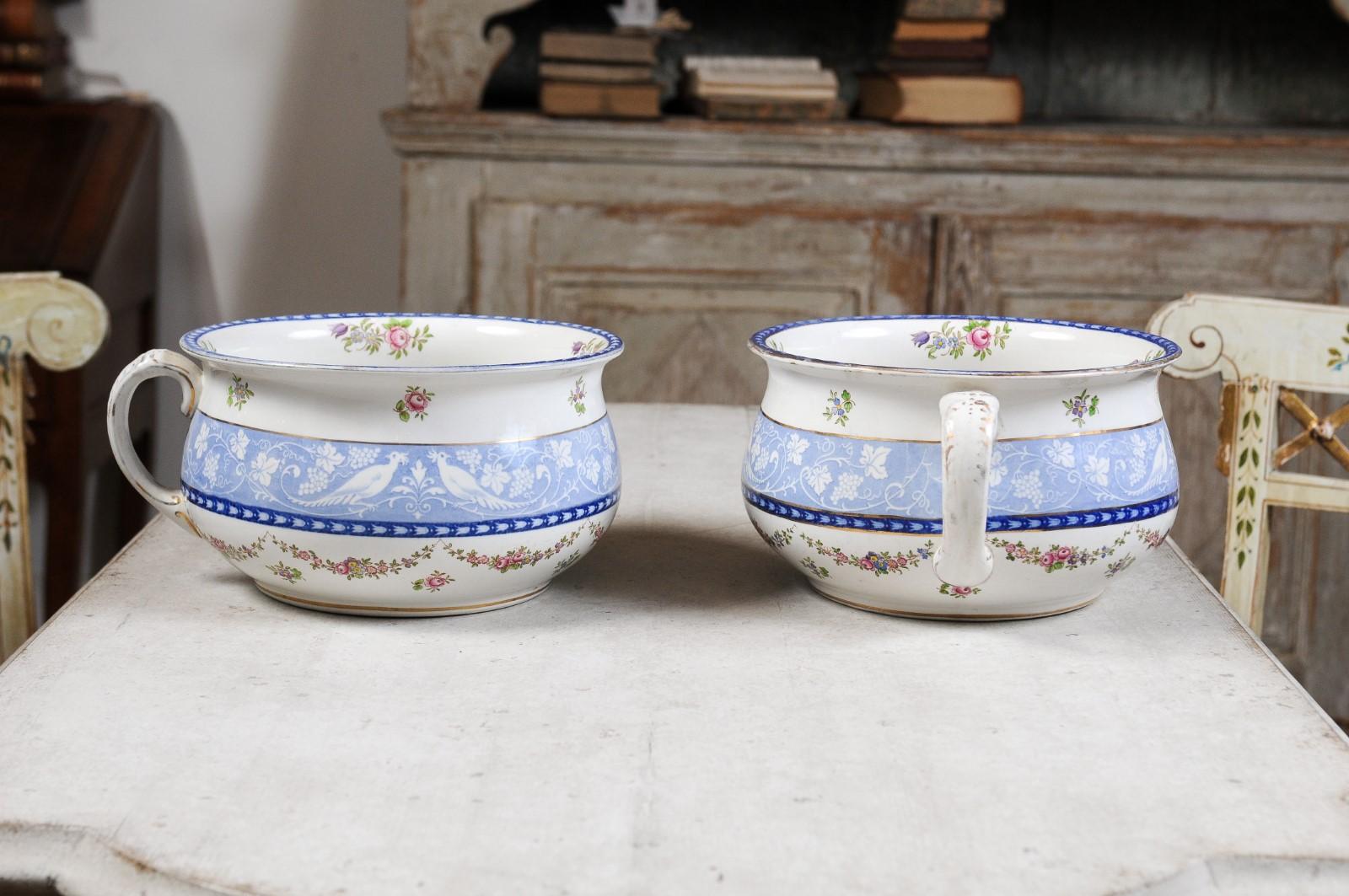 20th Century Pair of English Booths Blue and White China Bowls Produced for Harrods in London For Sale