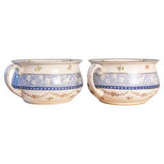 Antique Pair of English Booths Blue and White China Bowls Produced for Harrods in London