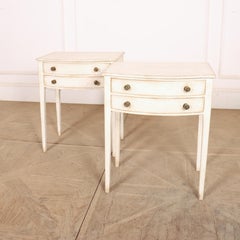 Pair of English Bow Fronted Lamp Tables