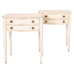 Pair of English Bow Fronted Lamp Tables