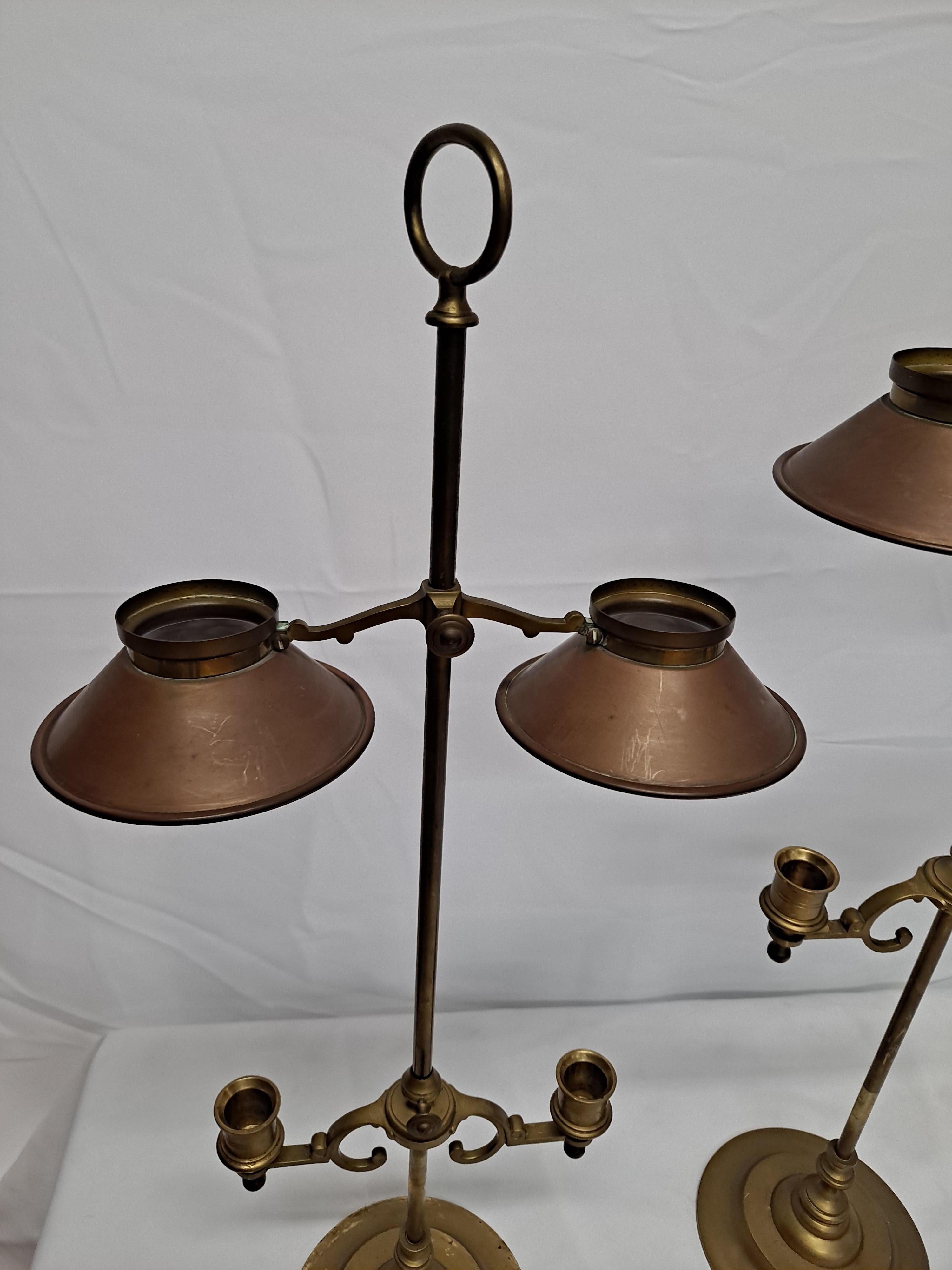 Pair of English Brass Adjustable Candle Holders w/ Covers 6