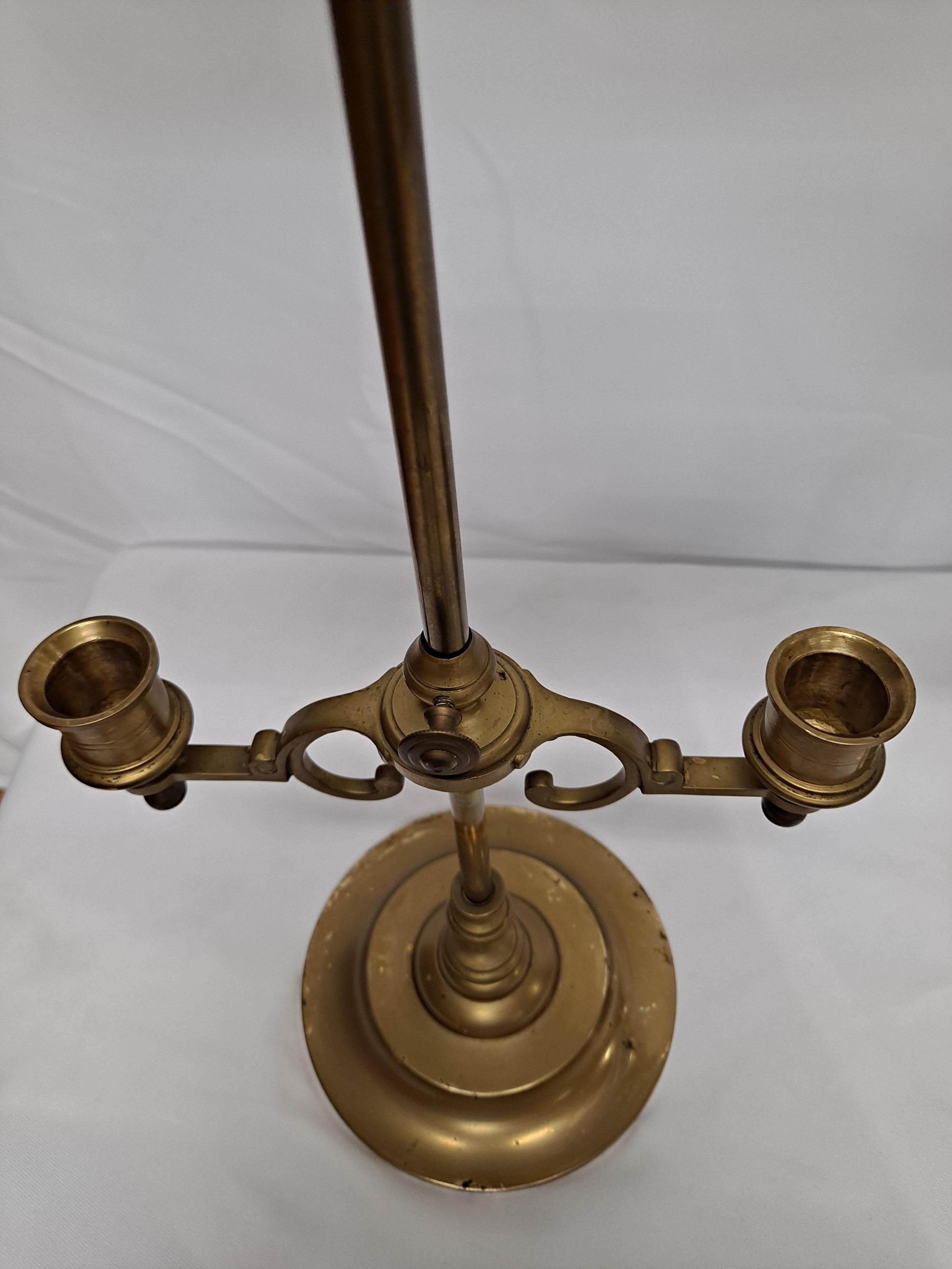 Pair of English Brass Adjustable Candle Holders w/ Covers 9