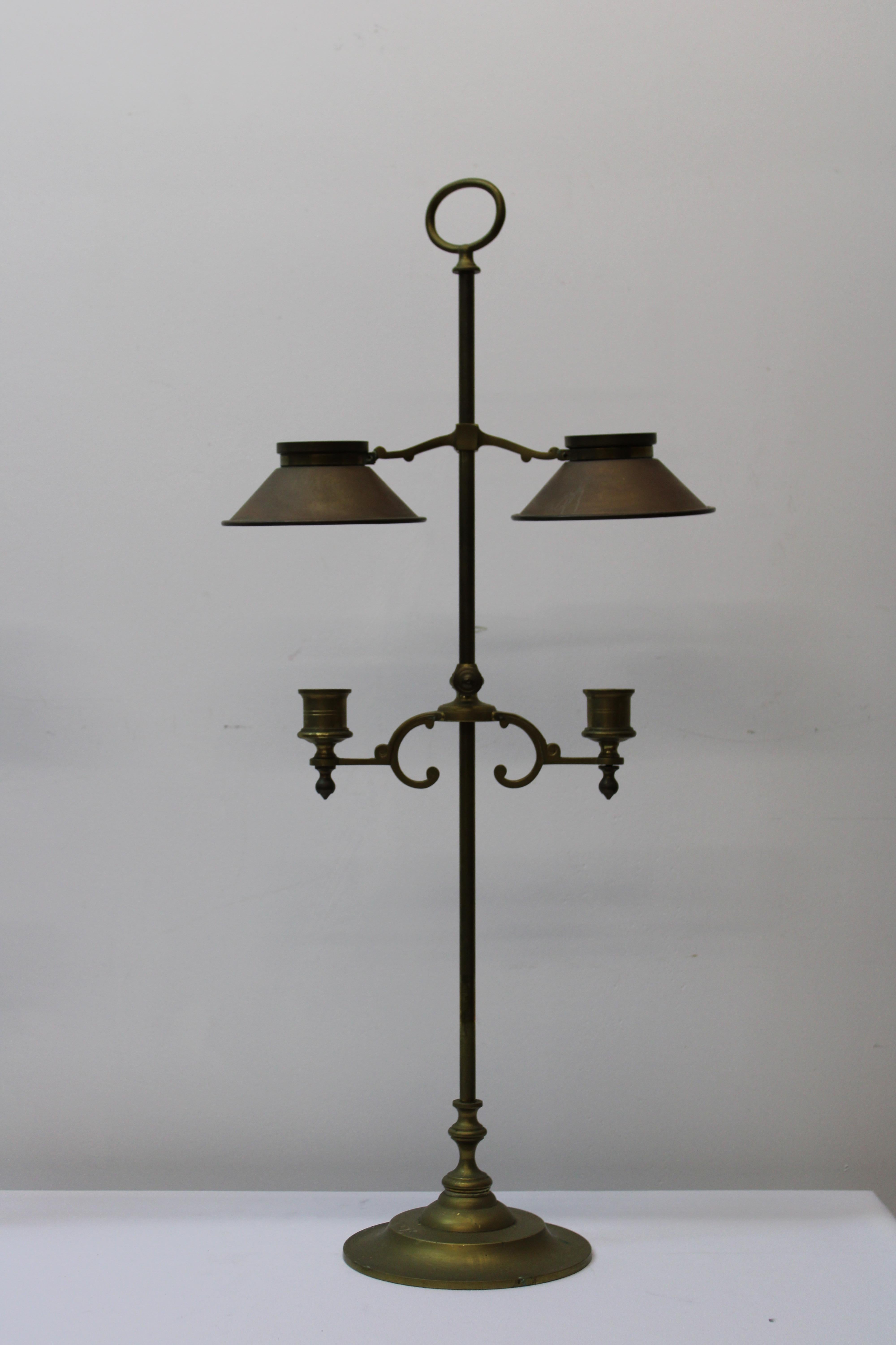 Pair of English Brass Adjustable Candle Holders w/ Covers In Good Condition In San Francisco, CA