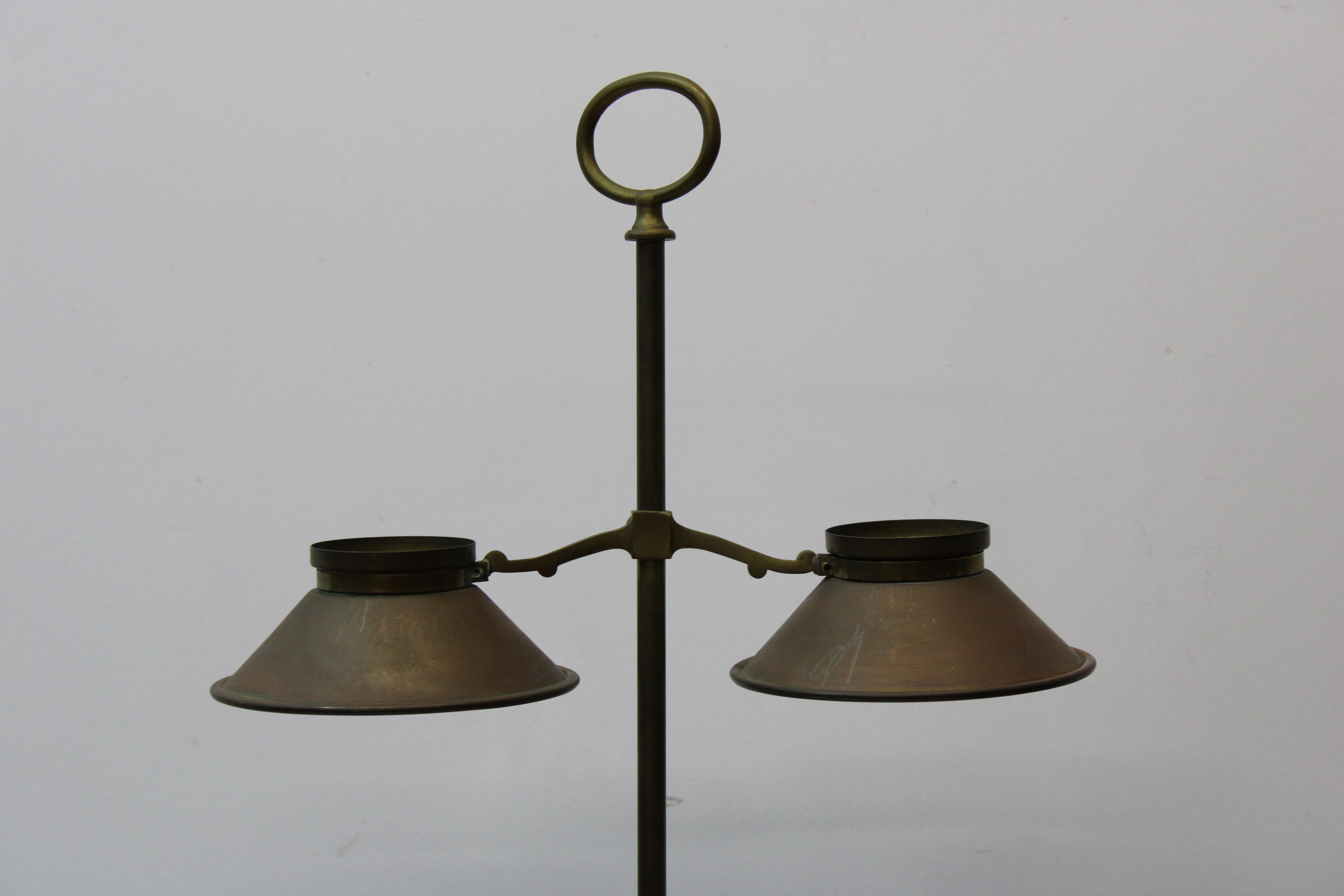 Pair of English Brass Adjustable Candle Holders w/ Covers 1