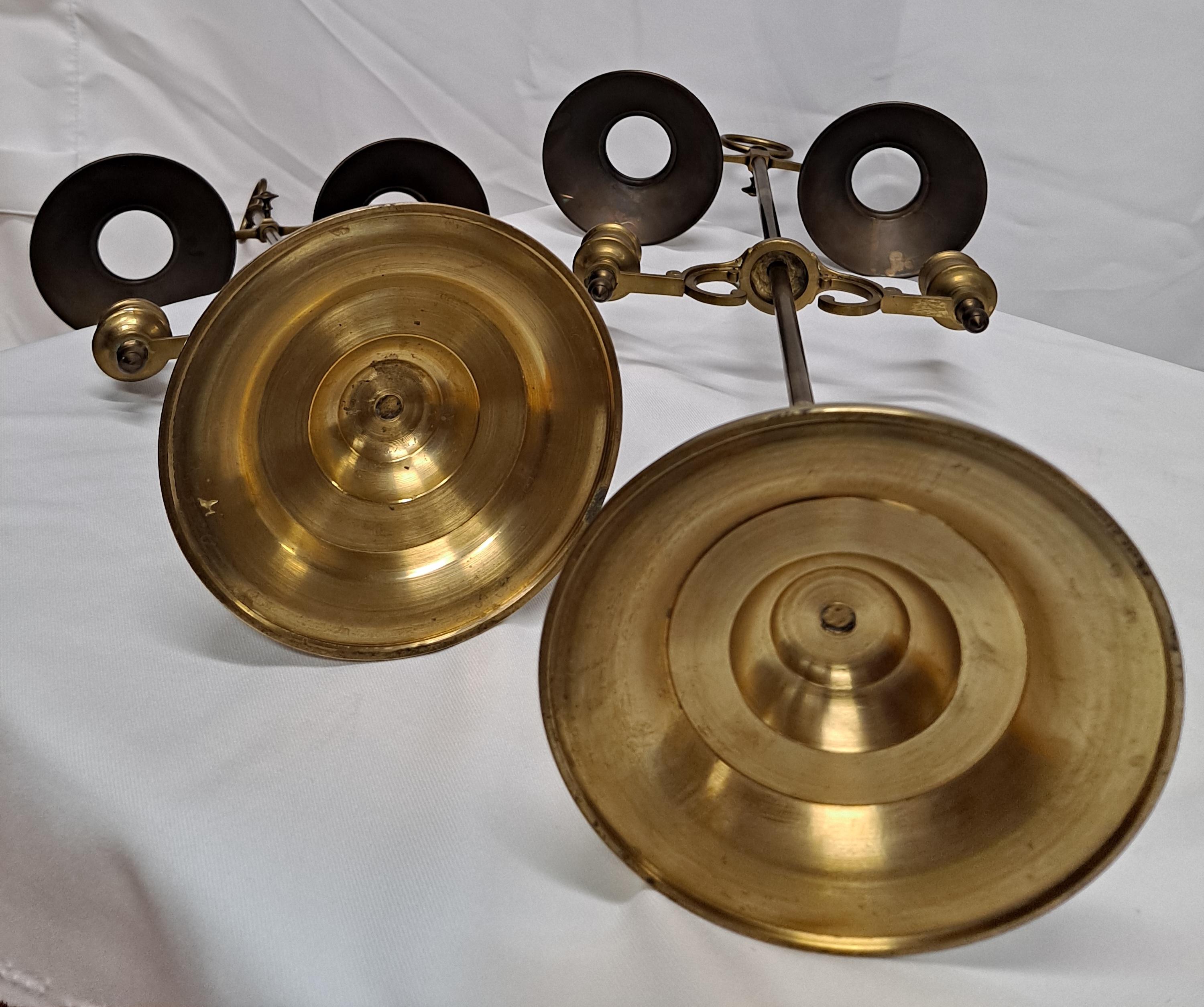 Pair of English Brass Adjustable Candle Holders w/ Covers 3