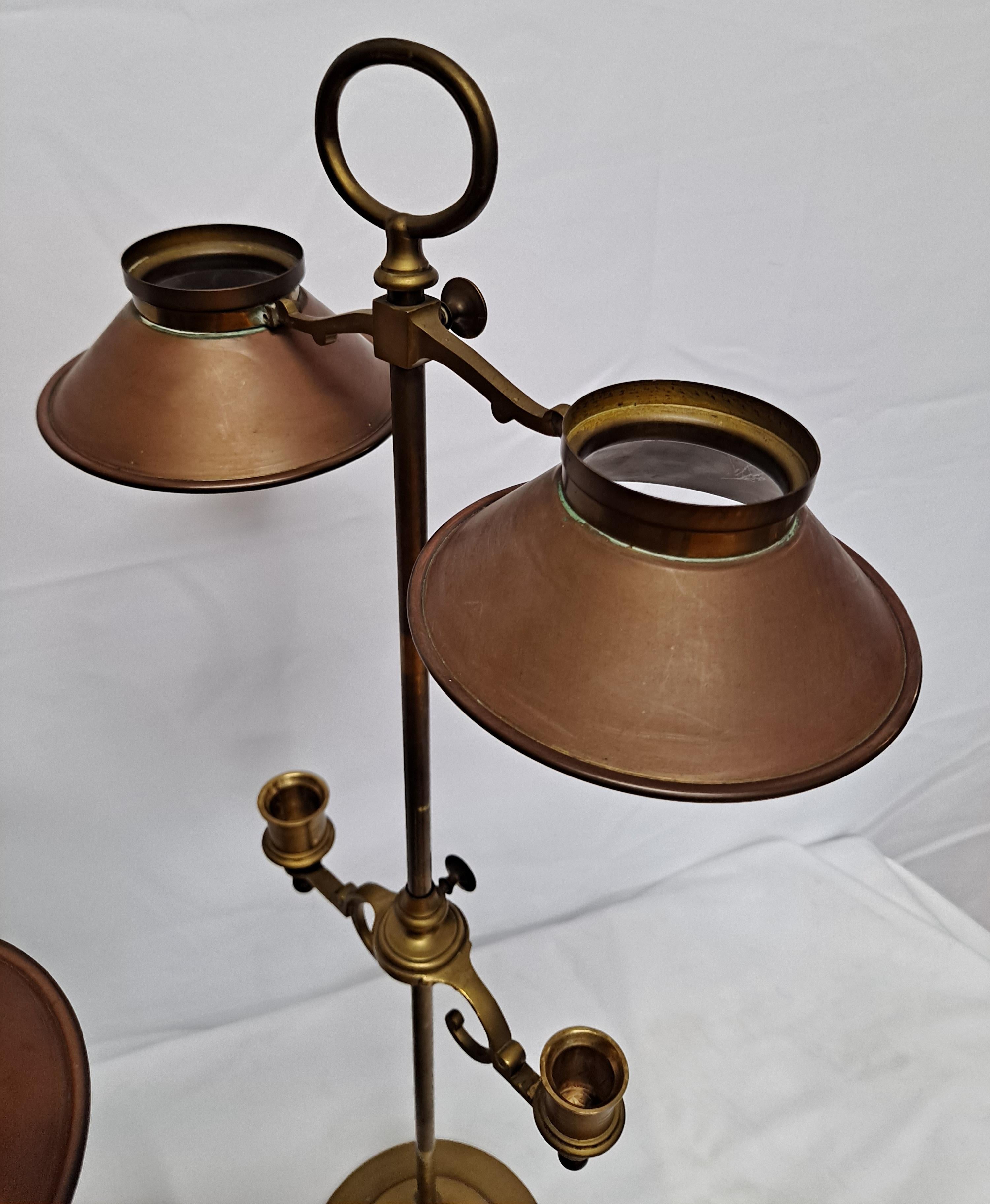 Pair of English Brass Adjustable Candle Holders w/ Covers 4