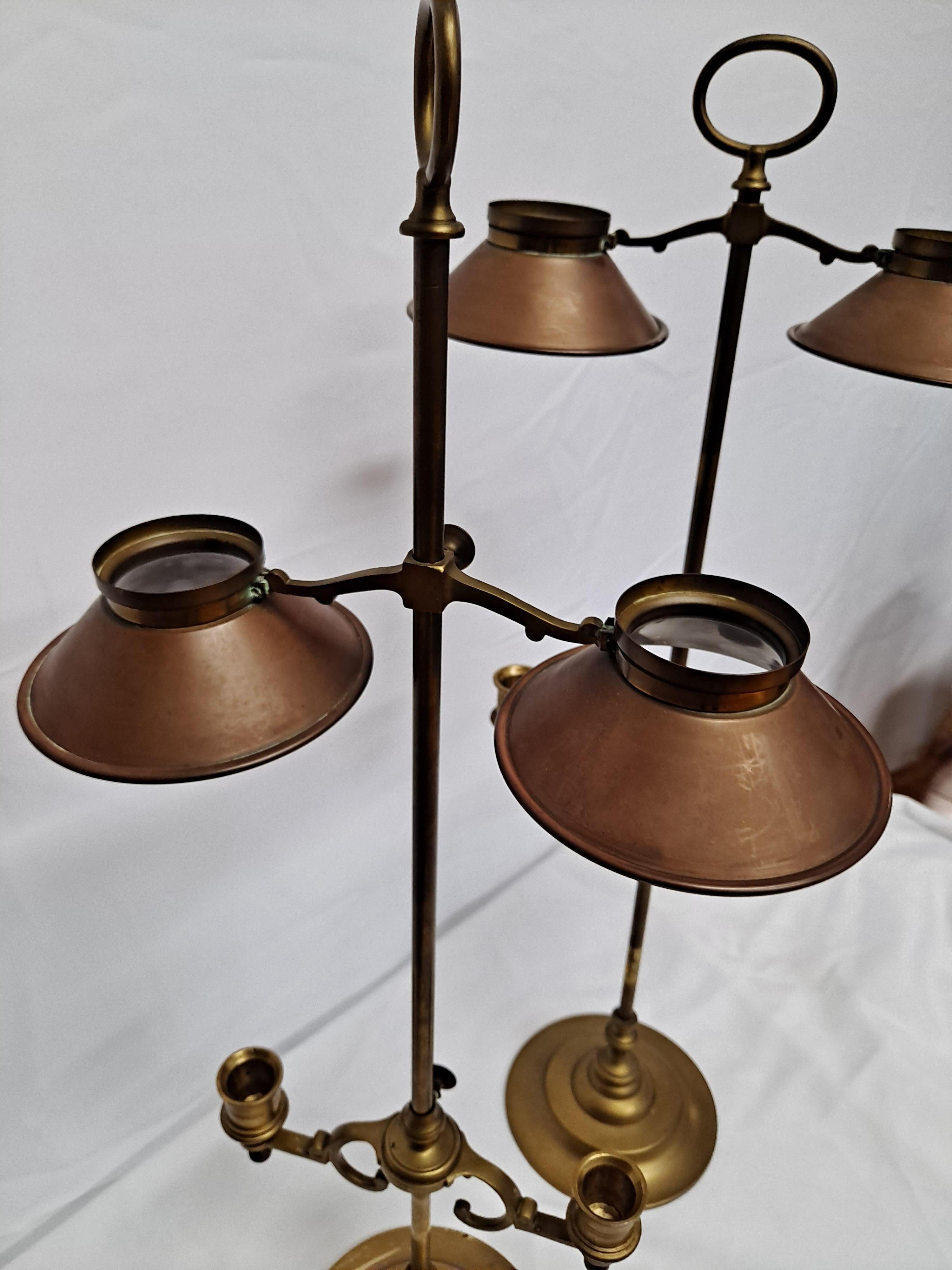 Pair of English Brass Adjustable Candle Holders w/ Covers 5