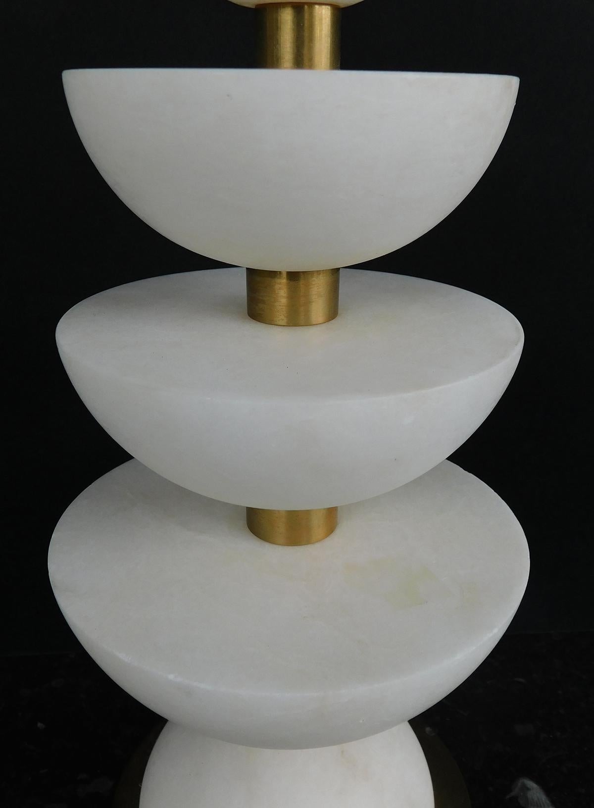 Late 20th Century Pair of English Brass and Alabaster 'Positano' Lamps by Vaughn, London