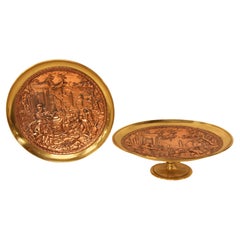 Pair of English Brass and Copper Tazzas 
