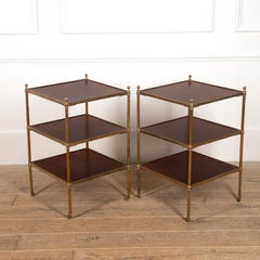 Pair of English Brass and Mahogany Étagères
