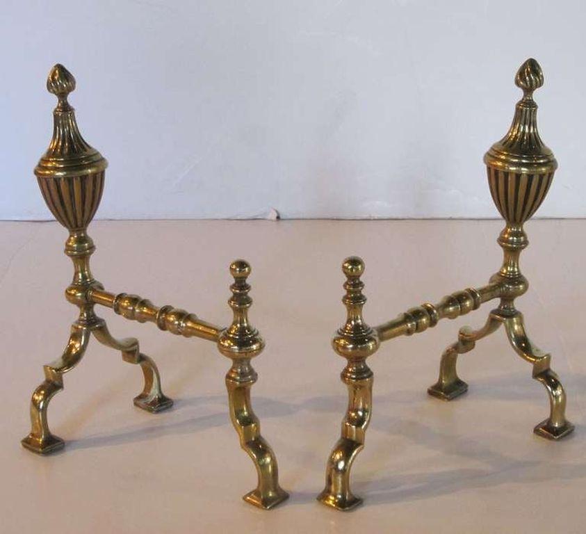 Pair of English Brass Andirons or Fire Dogs In Good Condition In Austin, TX