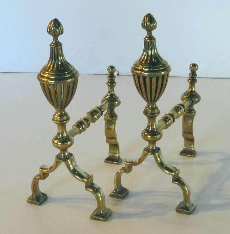 Pair of English Brass Andirons or Fire Dogs 1