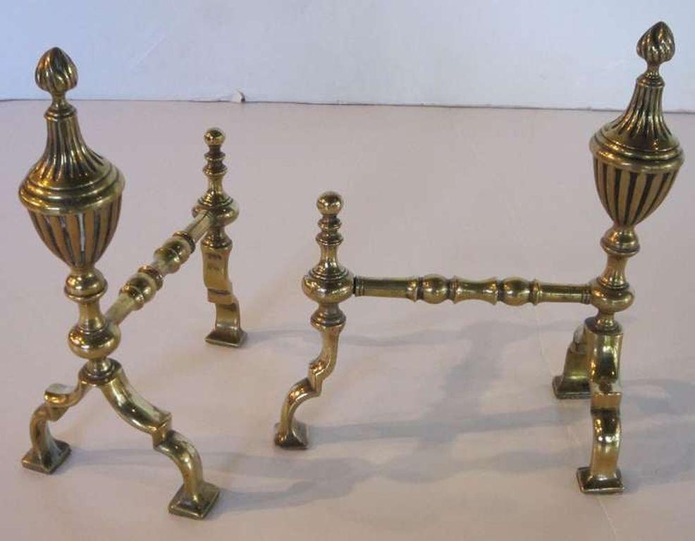 Pair of English Brass Andirons or Fire Dogs 3