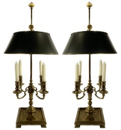 Pair of English Brass Candelabra Table Lamps