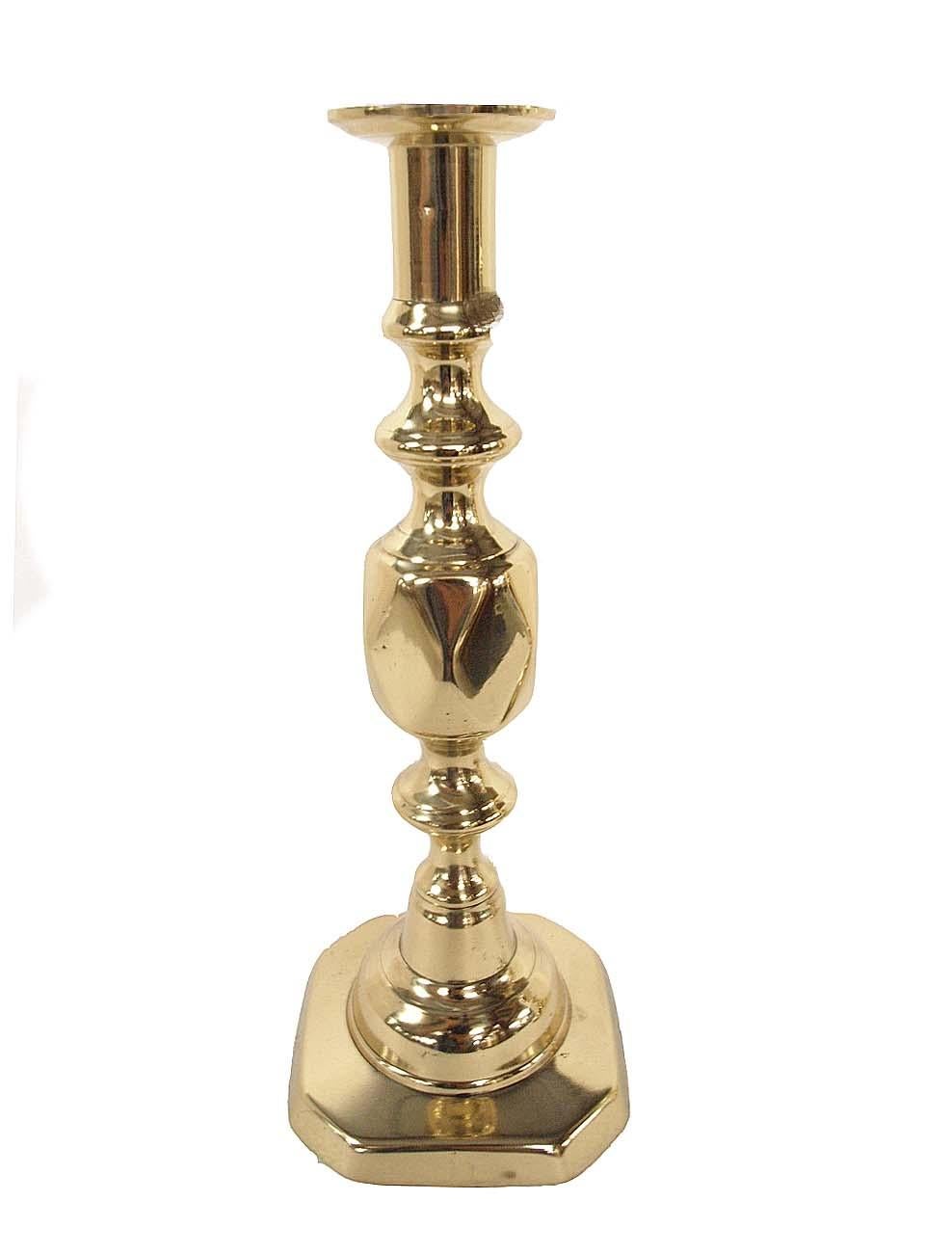 Pair of English brass ''Queen of Diamonds'' candlesticks, this pair are from the famous diamond candlestick series that have been collected for generations ( serious collectors hunt for and find the entire series) From smallest to largest they