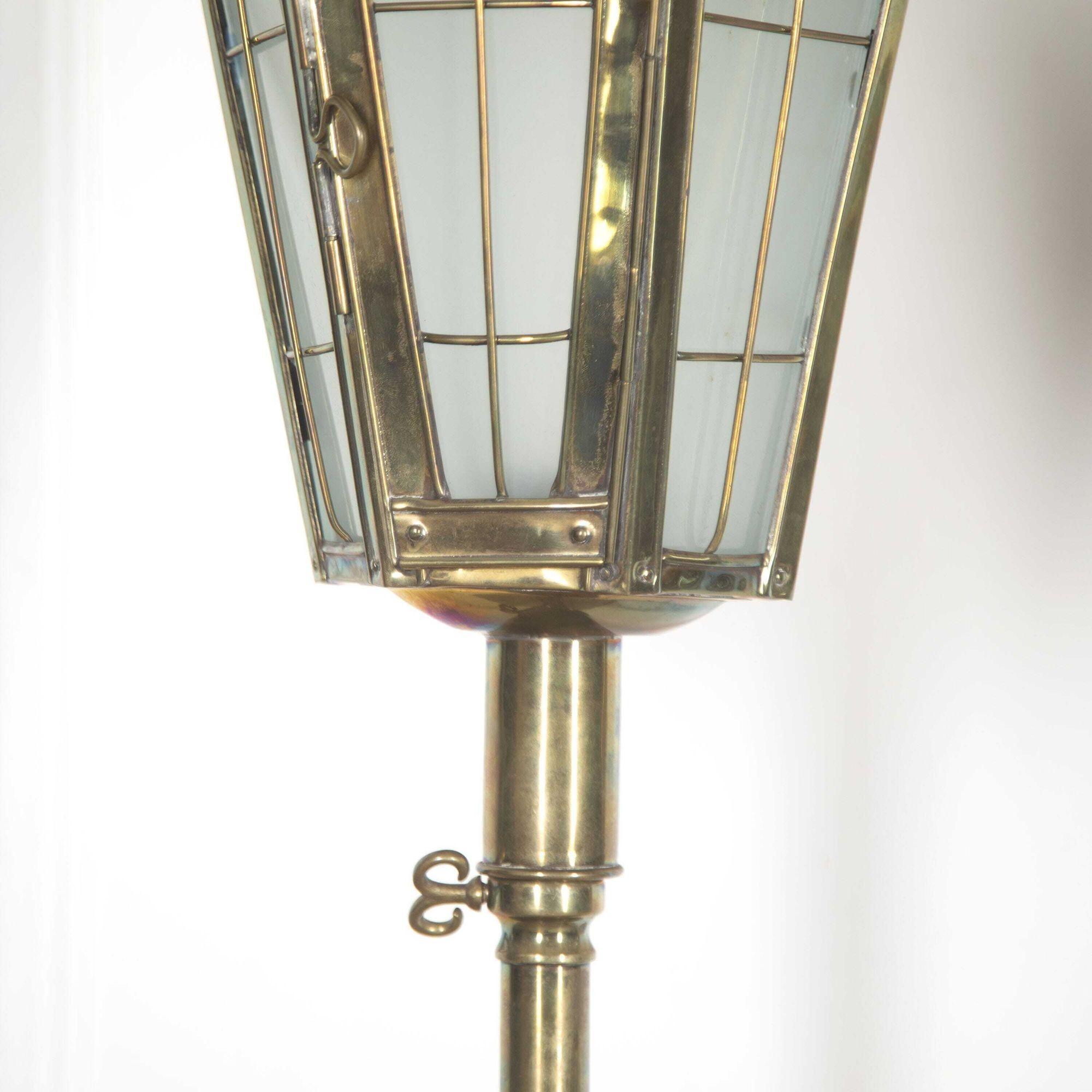 Pair of English Brass Standing Lanterns For Sale 2