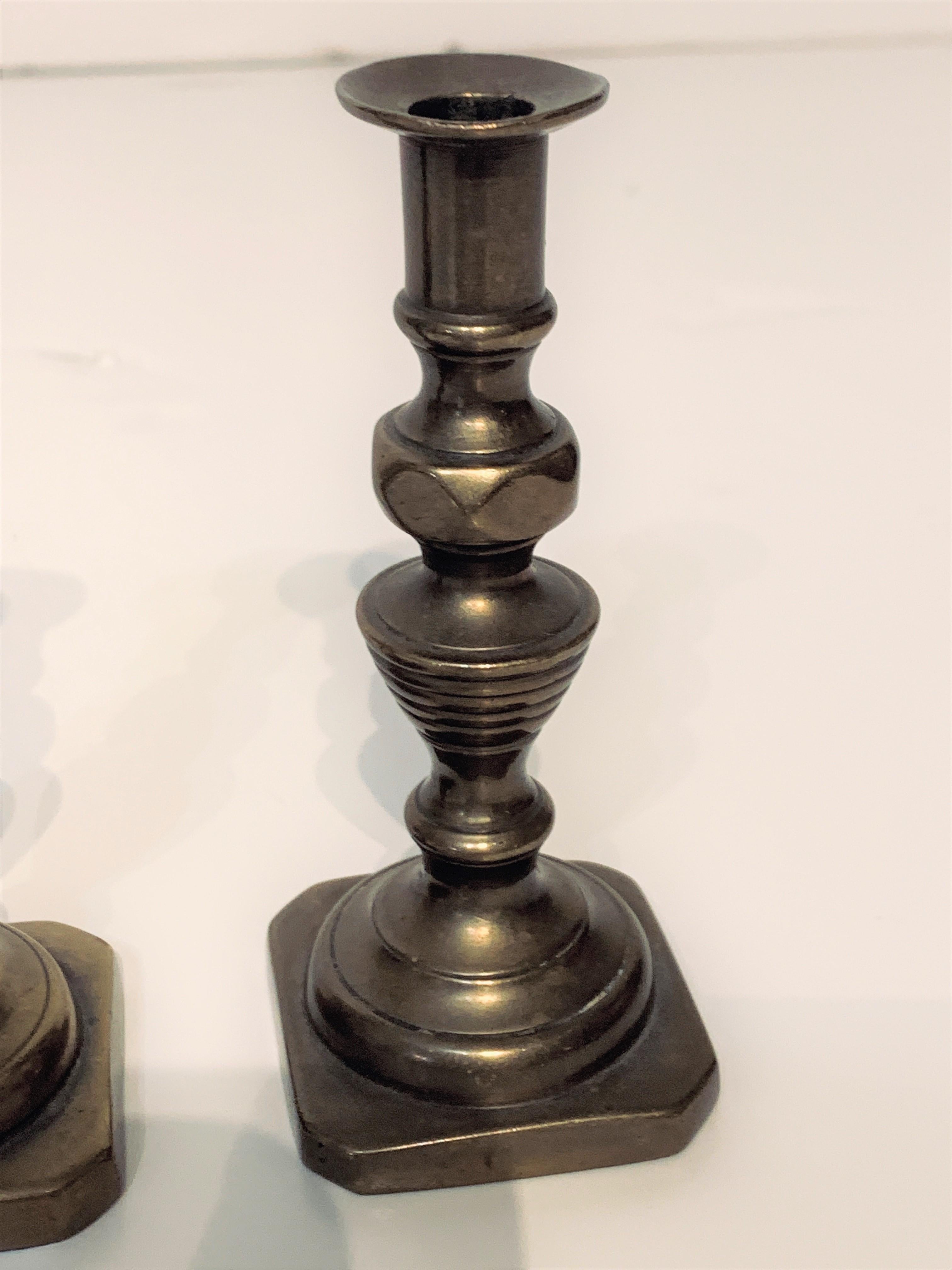 Early Victorian Pair of English Brass Tapersticks circa 1840